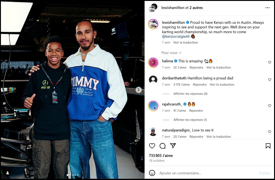 Lewis Hamilton et Kenzo Craigie