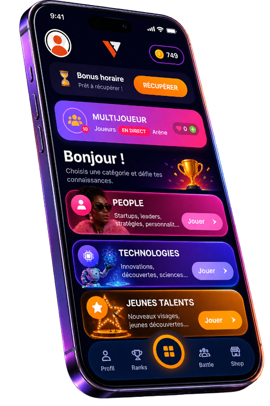 Application VIP Crossing QUIZZ APP avec ses défis multijoueurs et catégories