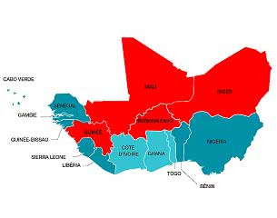 La Guinée, le Mali, le Burkina Faso et le Niger, le nouveau bloc.