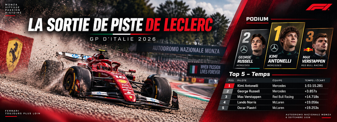 Grand Prix d’Italie 2026 : Kimi Antonelli triomphe à Monza devant Russell et Verstappen
